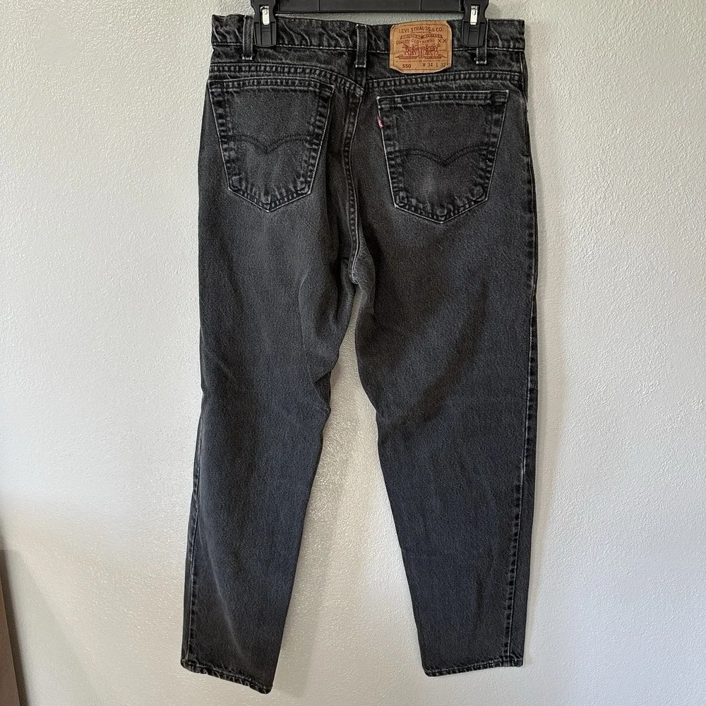 Vintage Levi's 550 Jeans‎ Men's Size 34x32 Black Wash Grunge Tapered Made In USA